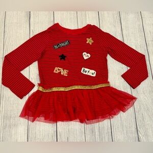 365 Kids from Garanimals Red Striped Long Sleeve Tutu Dress Girls Size 8